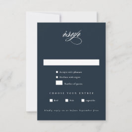 Elegant Navy Blue Minimalistisch Wedding RSVP Karte
