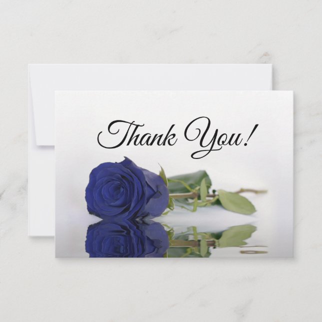 Elegant Navy Blue Mirrored Rose Simple Wedding Dankeskarte (Vorderseite)
