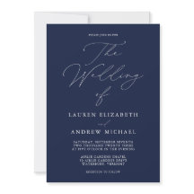 Elegant Navy Blue Moderne Minimalistisch Hochzeit 