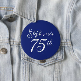 Elegant Navy Blue Monogram 75. Geburtstagsparty Button