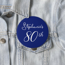 Elegant Navy Blue Monogram 80. Geburtstagsparty Button