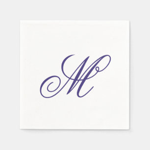 Elegant Navy Blue Monogram Initial Serviette