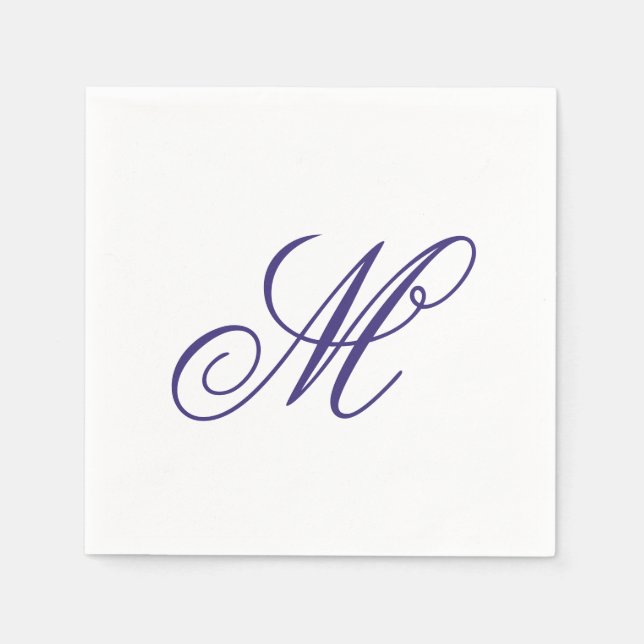 Elegant Navy Blue Monogram Initial Serviette (Vorderseite)