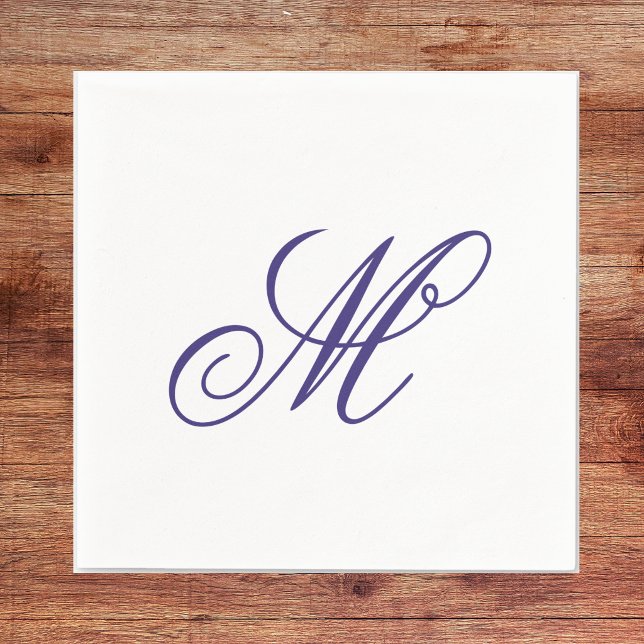 Elegant Navy Blue Monogram Initial Serviette (Von Creator hochgeladen)