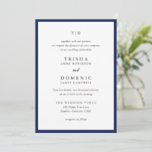 Elegant Navy Blue Monogram Modern Wedding