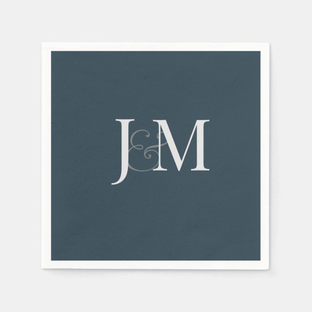 Elegant Navy Blue | Monogram Paper Napkin Serviette (Vorderseite)