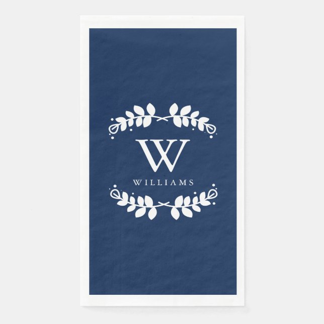 Elegant Navy Blue Monogram Serviette (Vorderseite)