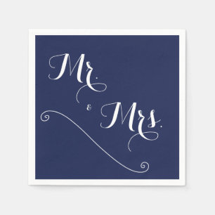 Elegant Navy Blue Mr. und Mrs. Wedding Napkins Serviette