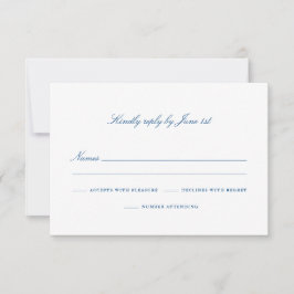 Elegant Navy Blue Number Teilnahme RSVP Karte