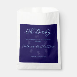 Elegant Navy Blue Oh Baby Script Floral Geschenktütchen