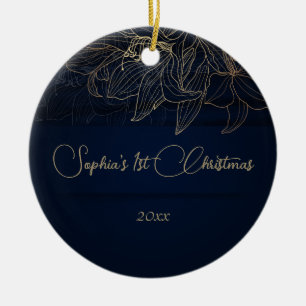 Elegant Navy Blue Personalisiert First Christmas Keramik Ornament