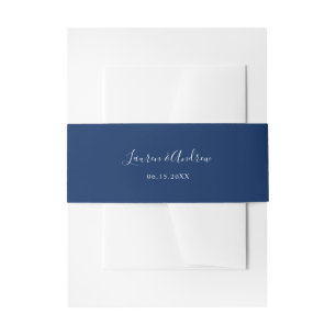 Elegant Navy Blue Personalisiert Wedding Einladungsbanderole