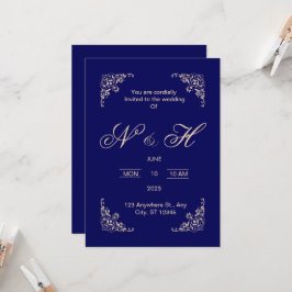 Elegant Navy Blue Pop Einladung zur Hochzeit