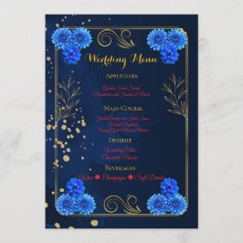 Elegant Navy Blue Reception Menu Template Menükarte
