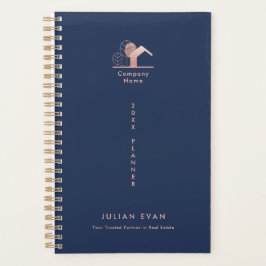 Elegant Navy Blue Rose Gold Non Dated 2025 Planer