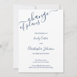 Elegant Navy Blue Script Änderung der Pläne Card Save The Date