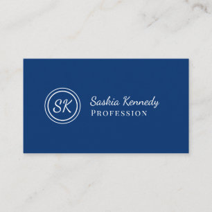 Elegant Navy Blue Script Beruflich Monogram Visitenkarte