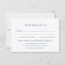Elegant Navy Blue Script mit Optionen für Mahlzeit
