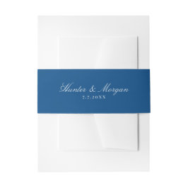 Elegant Navy Blue Script Names Wedding Einladungsbanderole