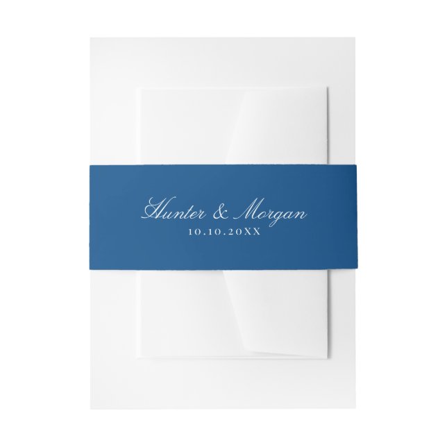 Elegant Navy Blue Script Names Wedding Einladungsbanderole (Vorderseite Beispiel)
