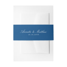 Elegant Navy Blue Script Names Wedding Einladungsbanderole