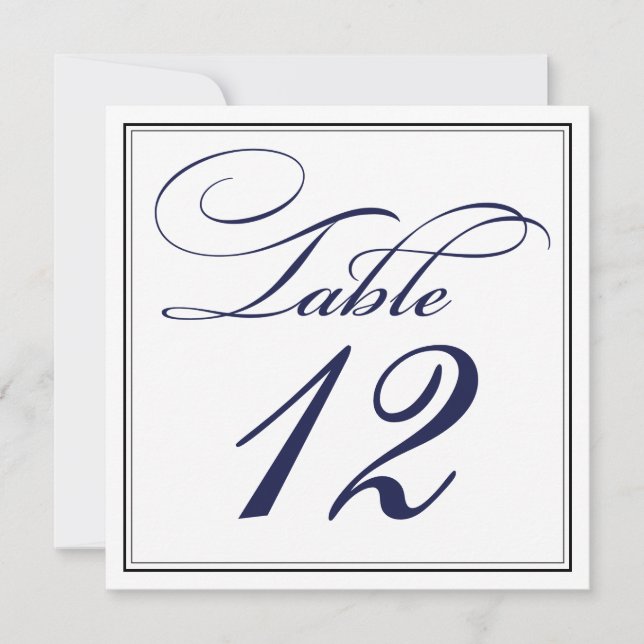Elegant Navy Blue Script Tischnummer Cards (Vorderseite)