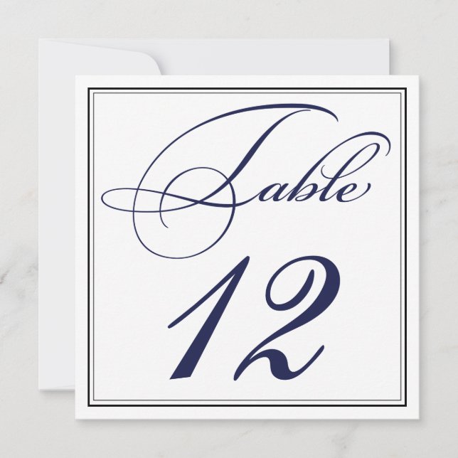 Elegant Navy Blue Script Tischnummer Cards (Vorderseite)