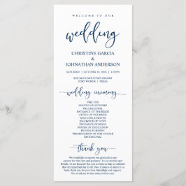 Elegant Navy Blue Script, Unsere Hochzeitsfeier Programm