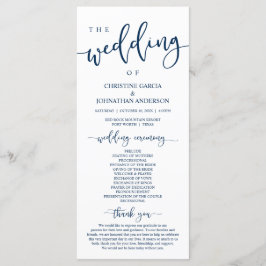 Elegant Navy Blue Script, Unsere Hochzeitsfeier Programm