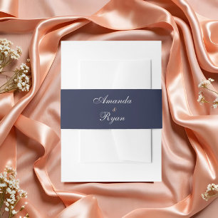 Elegant Navy Blue Script Wedding Einladungsbanderole