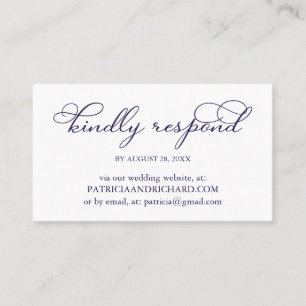 Elegant Navy Blue Script Wedding Online UAWG Visitenkarte
