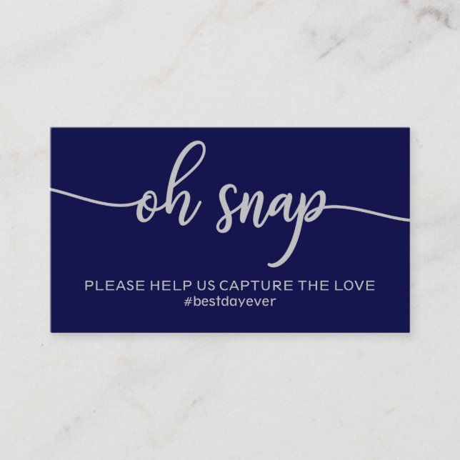 Elegant Navy Blue Silver Oh Snap Hashtag Visitenkarte (Vorderseite)