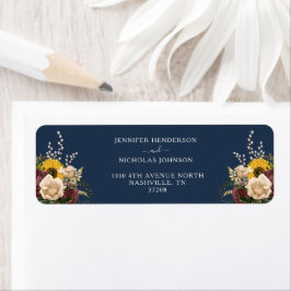 Elegant Navy Blue Sunflower Wedding Address