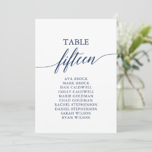 Elegant Navy Blue Tischnummer 15 Seating Chart