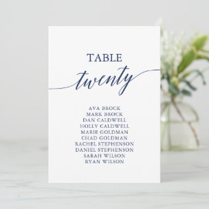 Elegant Navy Blue Tischnummer 20 Seating Chart