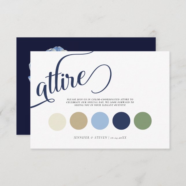 Elegant Navy Blue Tulip Hochzeitskleid Begleitkarte (Vorne/Hinten)