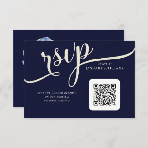 Elegant Navy Blue und Cream Tulip Wedding RSVP Karte