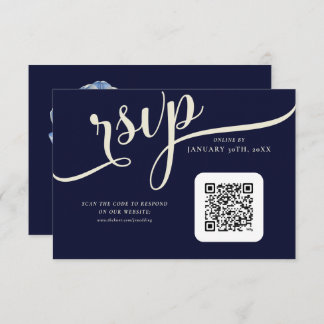 Elegant Navy Blue und Cream Tulip Wedding RSVP Karte