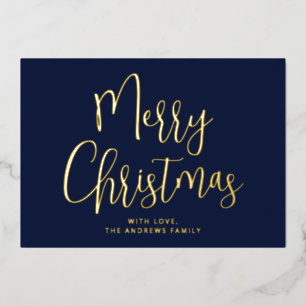 Elegant Navy Blue und Gold Frohe Weihnachten Gold Folien Feiertagskarte