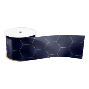 Elegant Navy Blue und Gold Geometric Satinband