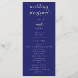 Elegant Navy Blue und Silver Wedding Programm