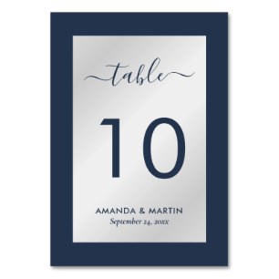 Elegant Navy Blue und Silver Wedding Tischnummer