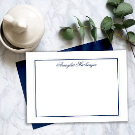 Elegant Navy Blue und White Personalisiert Mitteilungskarte