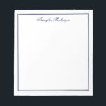 Elegant Navy Blue und White Personalisiert Notizblock<br><div class="desc">Elegante Navy Blue und White Personalisiert Notepad. Navy Blau ist eine zeitlose Farbe von Eleganz und Einfachheit. Wenn Sie Hilfe oder passende Artikel benötigen,  kontaktieren Sie uns bitte unter cedarandstring@gmail.com</div>