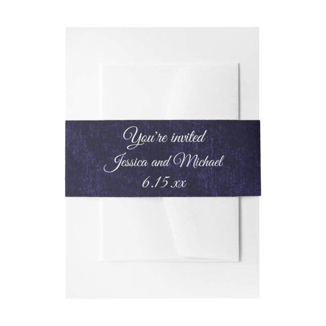 Elegant Navy Blue Velvet Wedding Einladungsbanderole (Vorderseite Beispiel)