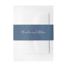 Elegant Navy Blue Watercolor | Einladung zur Hochz Einladungsbanderole