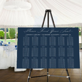 Elegant Navy Blue Wedding 18 Table Seating Chart