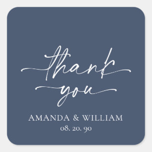 Elegant Navy Blue Wedding Dankeschön Sticker