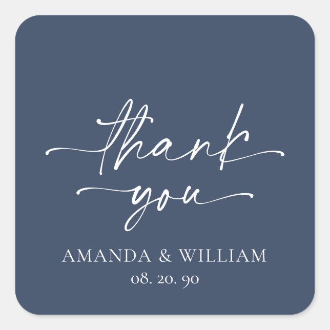 Elegant Navy Blue Wedding Dankeschön Sticker (Vorderseite)
