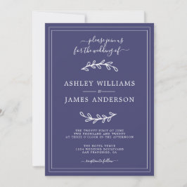 Elegant Navy Blue Wedding Einladung